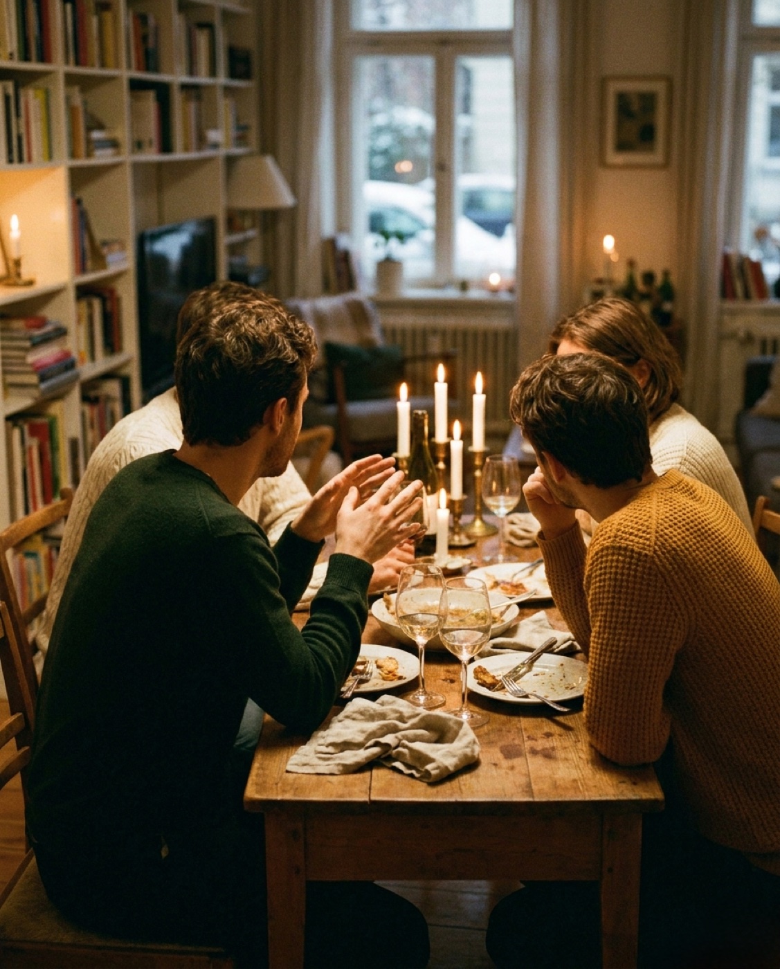 Abend mit Freunden bei Kerzenlicht