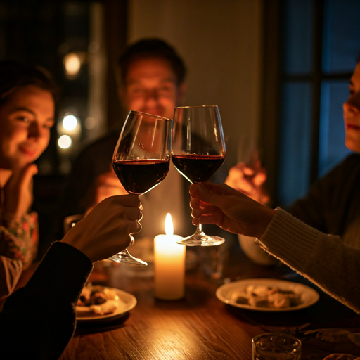 Wine glasses in candlelight